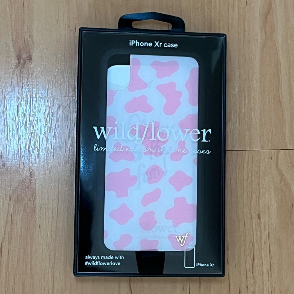 Wildflower pink cow print phone case